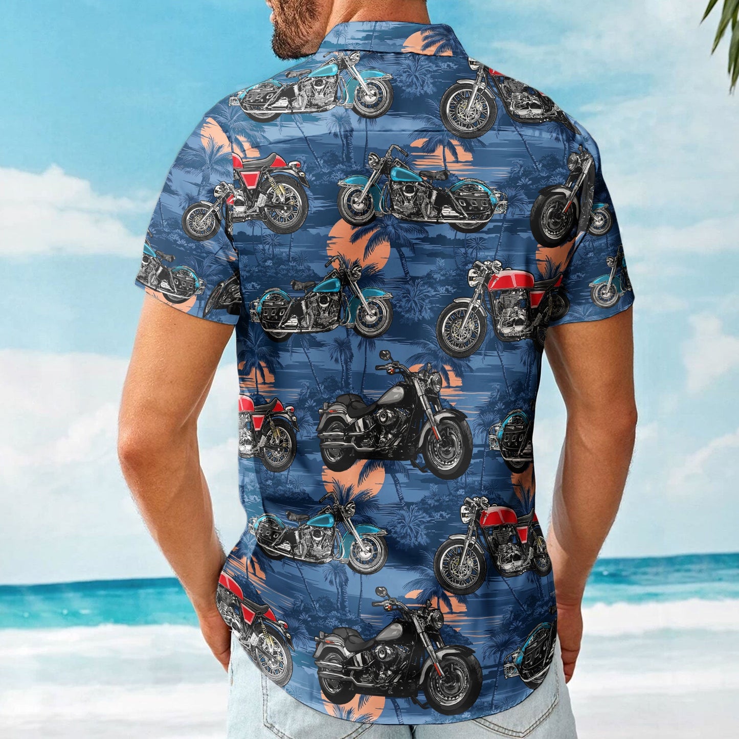 Custom Vintage Bikes Photo Motorbicycles For Bikers, Men, Husband - Custom Photo Hawaiian Shirt