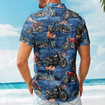 Custom Vintage Bikes Photo Motorbicycles For Bikers, Men, Husband - Custom Photo Hawaiian Shirt