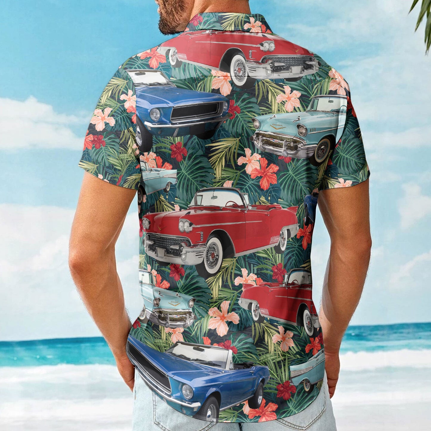 Custom Vintage Car Muscle Cars For Men, Husband - Custom Photo Hawaiian Shirt