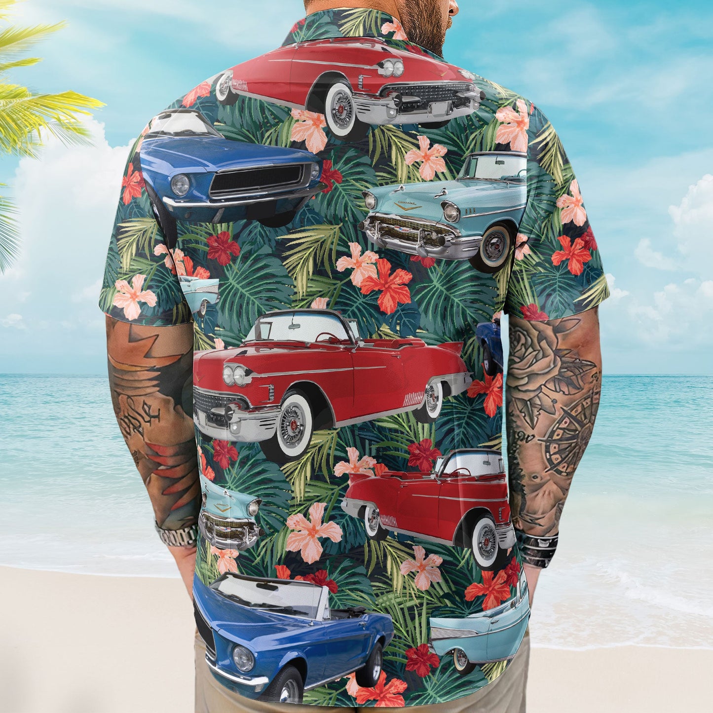 Custom Vintage Car Muscle Cars For Men, Husband - Custom Photo Hawaiian Shirt