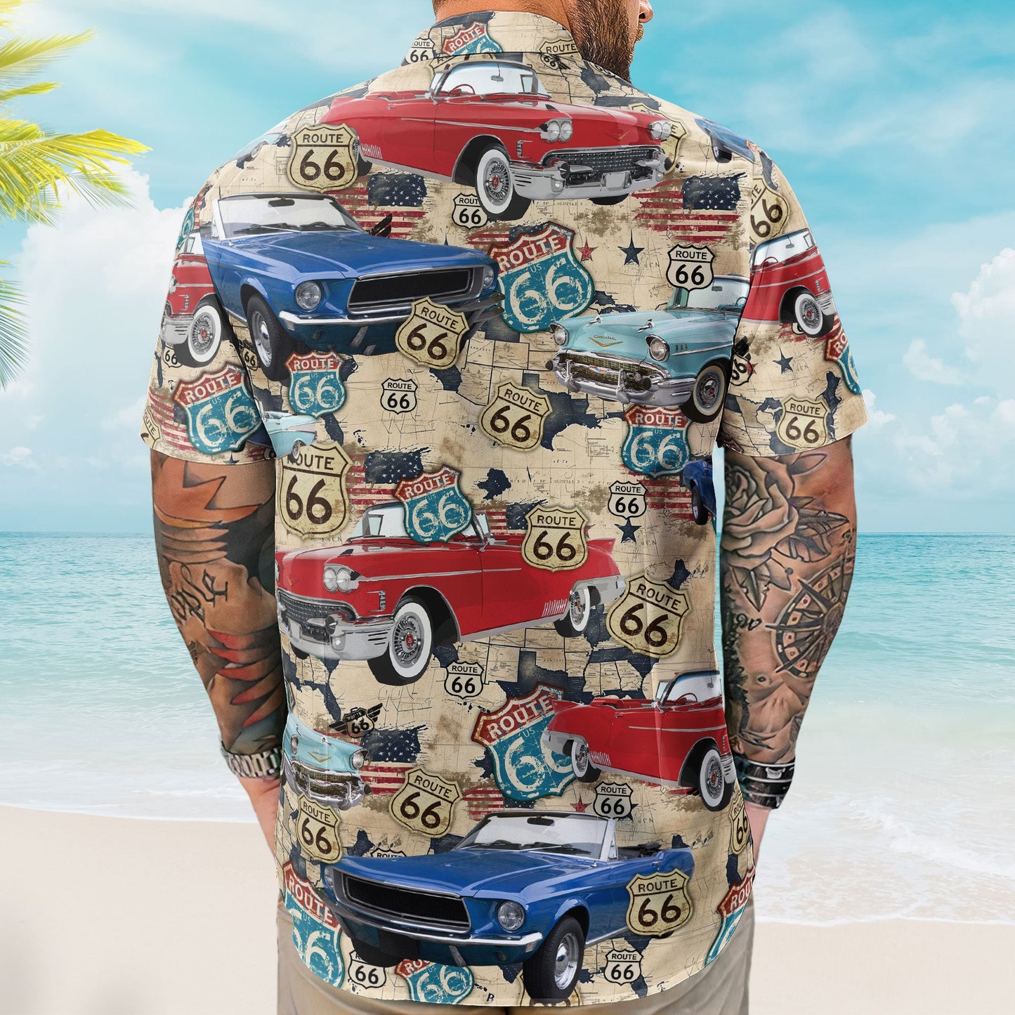 Custom Vintage Cars Muscle Cars For Men, Husband - Custom Photo Hawaiian Shirt