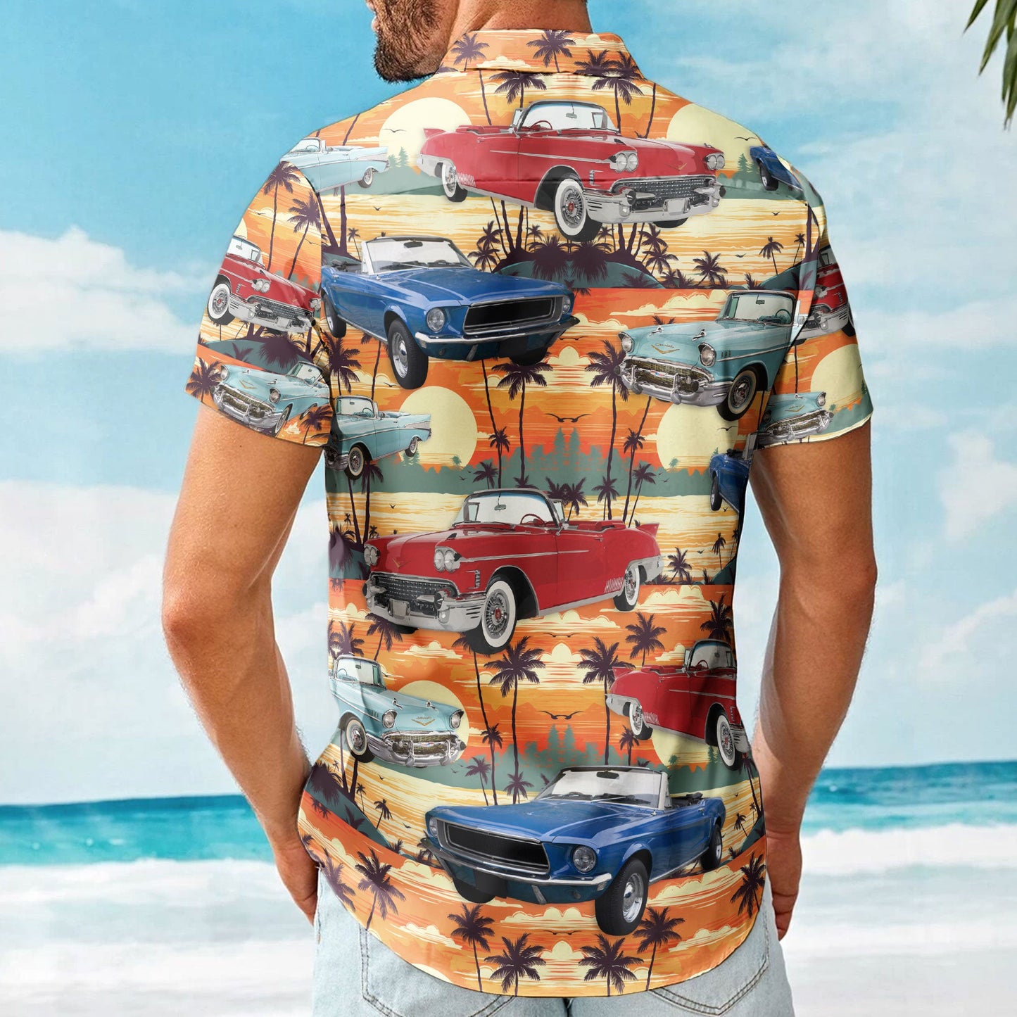 Custom Vintage Cars Photo Muscle Cars For Men, Husband - Custom Photo Hawaiian Shirt