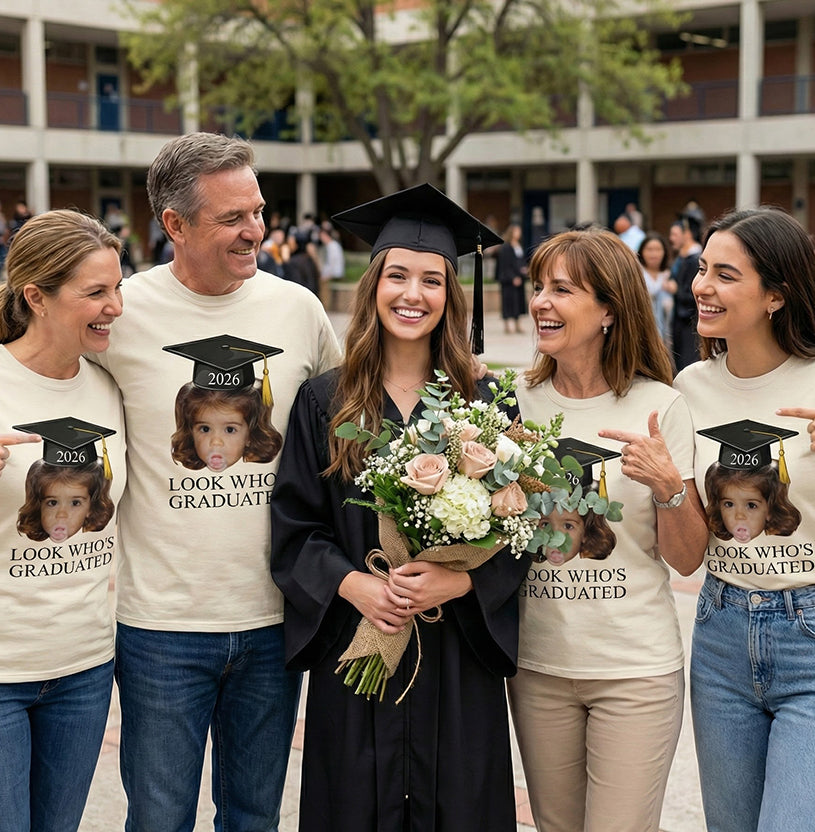 Custom Vintage Childhood Photo Graduation Gift For Him, Her Party Decorations - Personalized Photo Comfort Tee