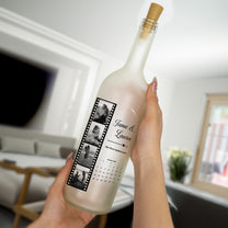 Custom Vintage Couple Photos Strip & Special Date Calendar Anniversary - Personalized Bottle Lamp