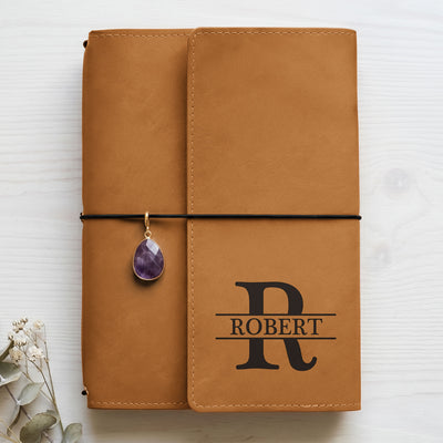Custom Vintage Initial Name For Him, Husband, Son, Boss, Dad, Coworkers - Personalized Notebook Cover
