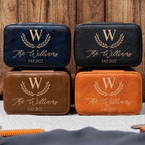 Custom Vintage Monogram Family Name, Couples Initial For Him, Men, Husband - Personalized Watch Travel Case