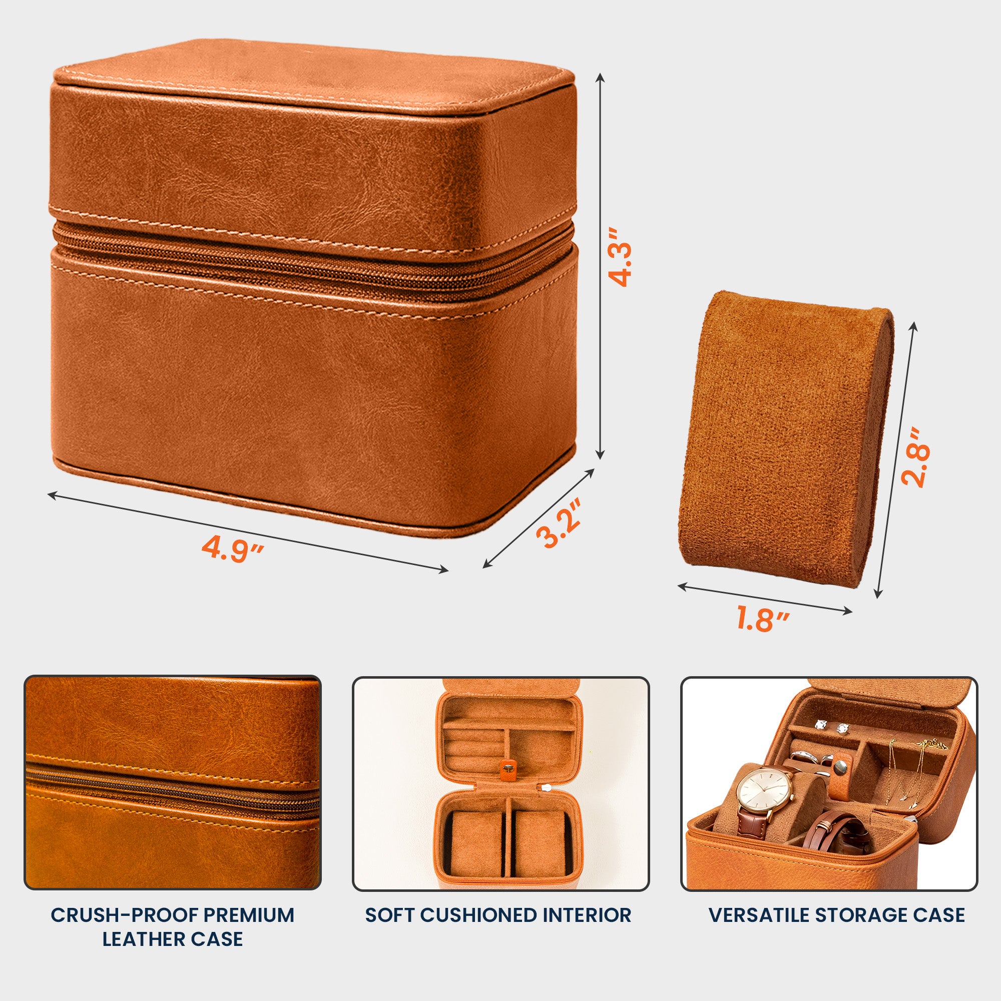 Custom Vintage Monogram Family Name, Couples Initial For Him, Men, Husband - Personalized Watch Travel Case