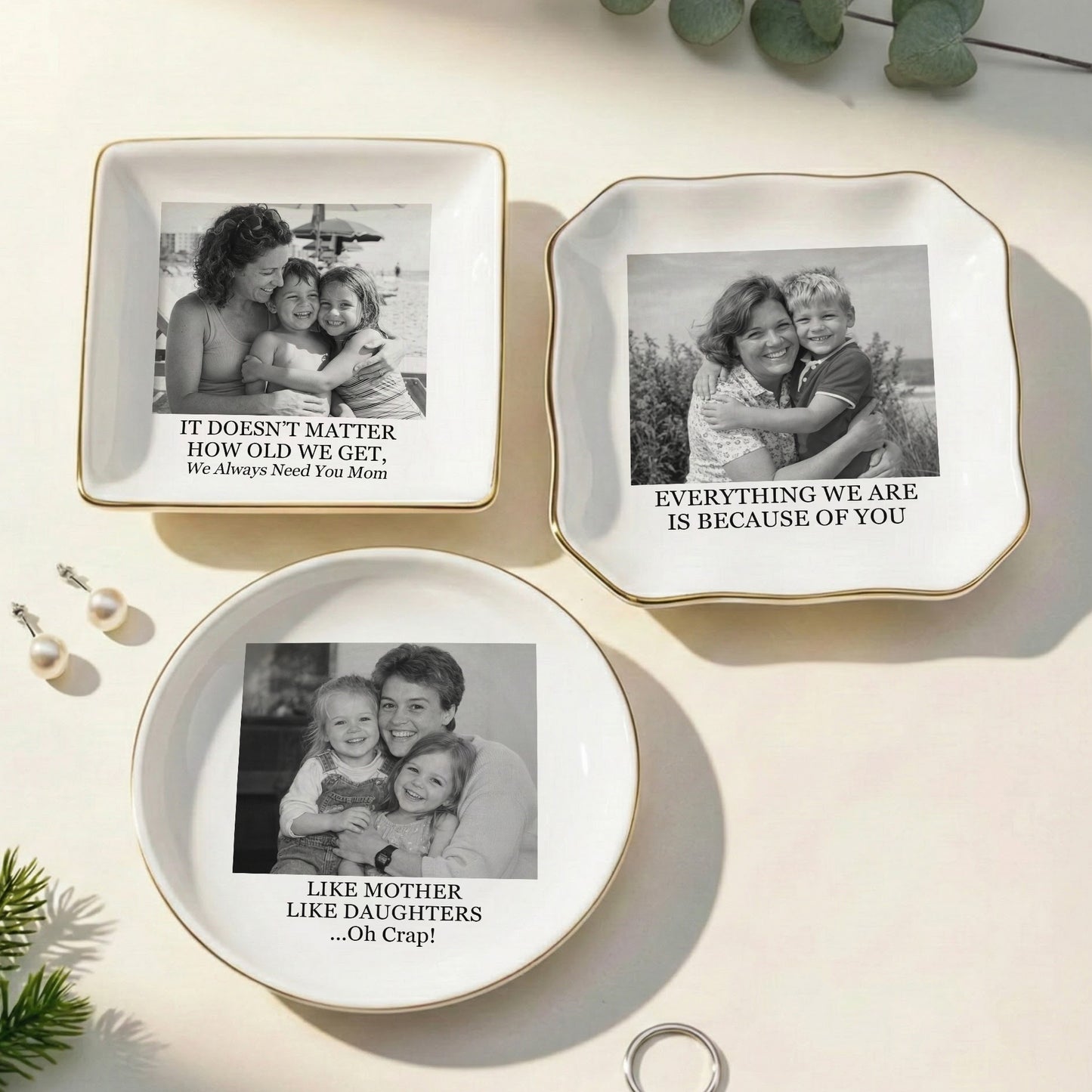 Custom Vintage Photo & Message - Mother's Day Gifts For Mom - Personalized Photo Jewelry Dish