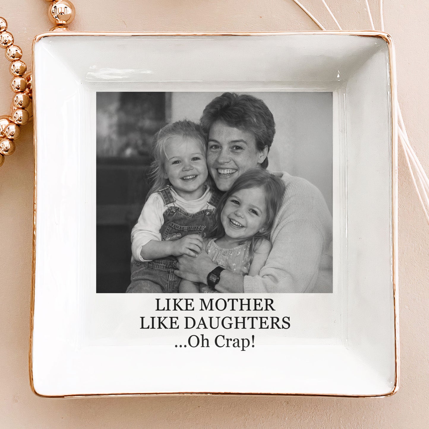 Custom Vintage Photo & Message - Mother's Day Gifts For Mom - Personalized Photo Jewelry Dish