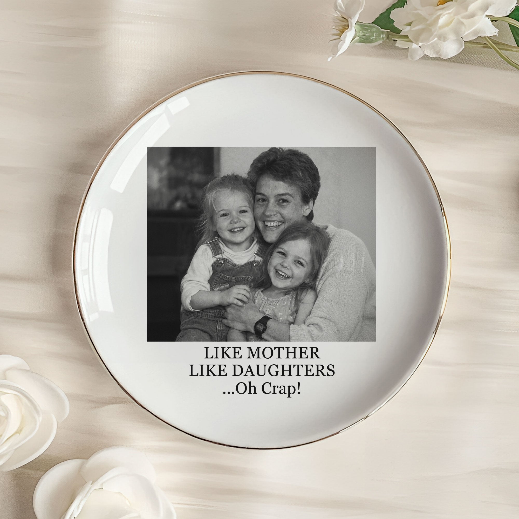 Custom Vintage Photo & Message - Mother's Day Gifts For Mom - Personalized Photo Jewelry Dish