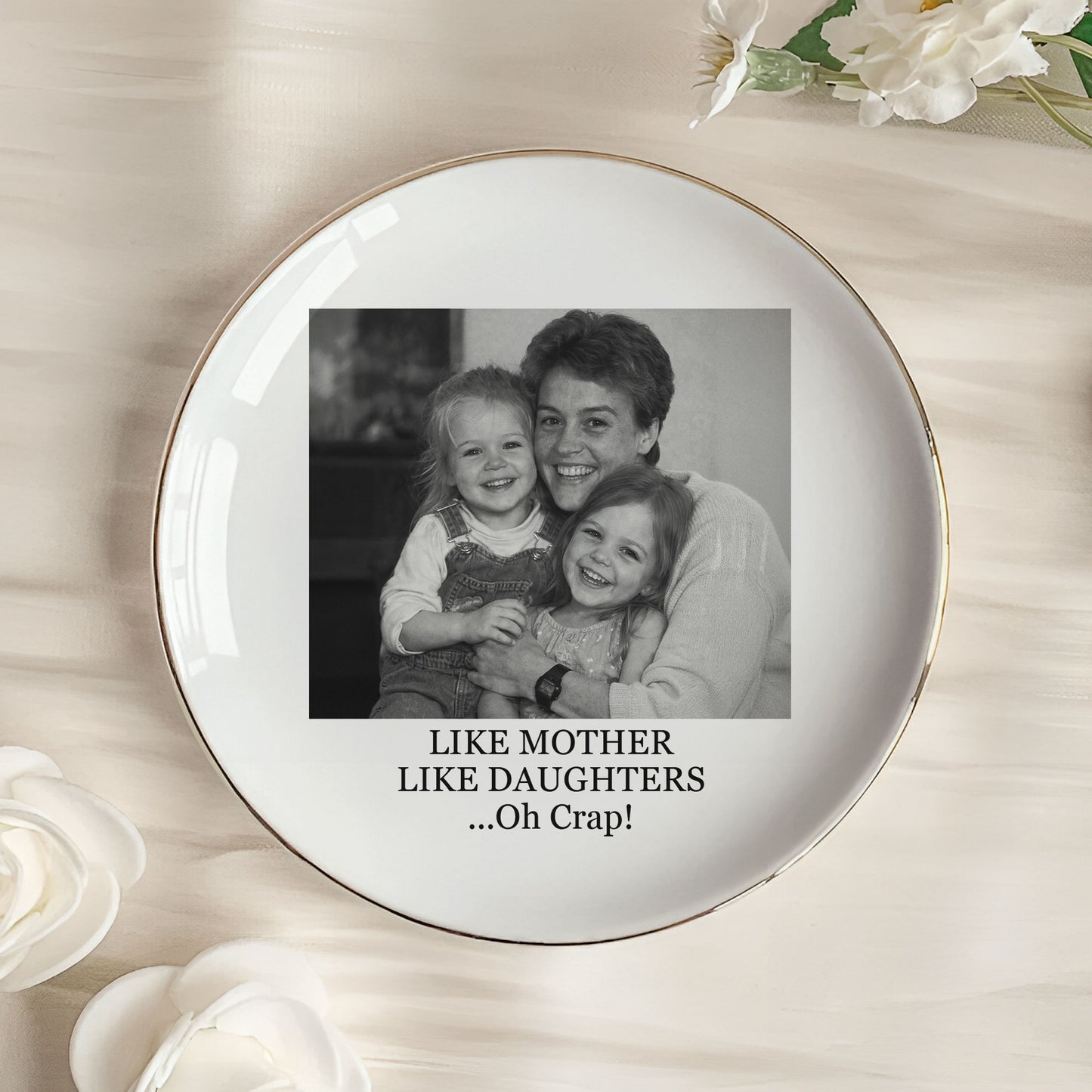 Custom Vintage Photo & Message - Mother's Day Gifts For Mom - Personalized Photo Jewelry Dish