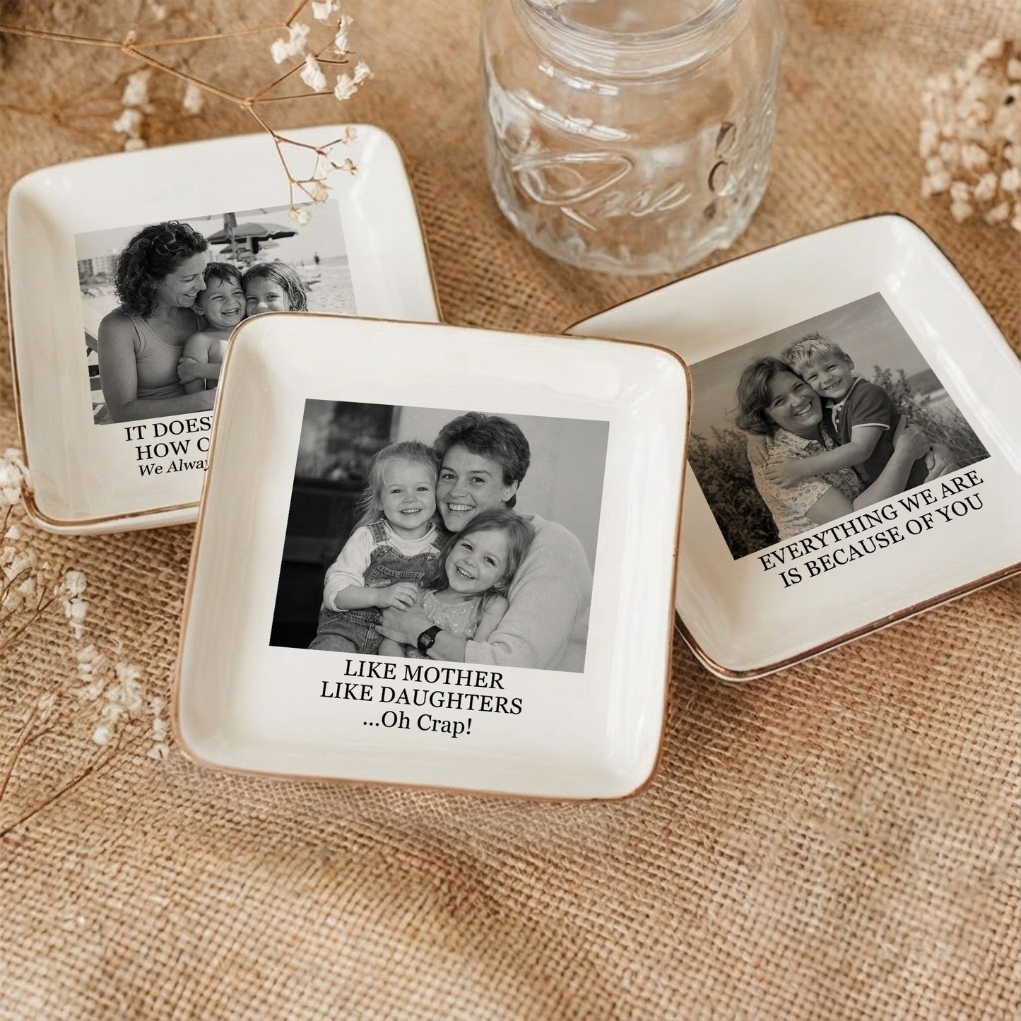 Custom Vintage Photo & Message - Mother's Day Gifts For Mom - Personalized Photo Jewelry Dish