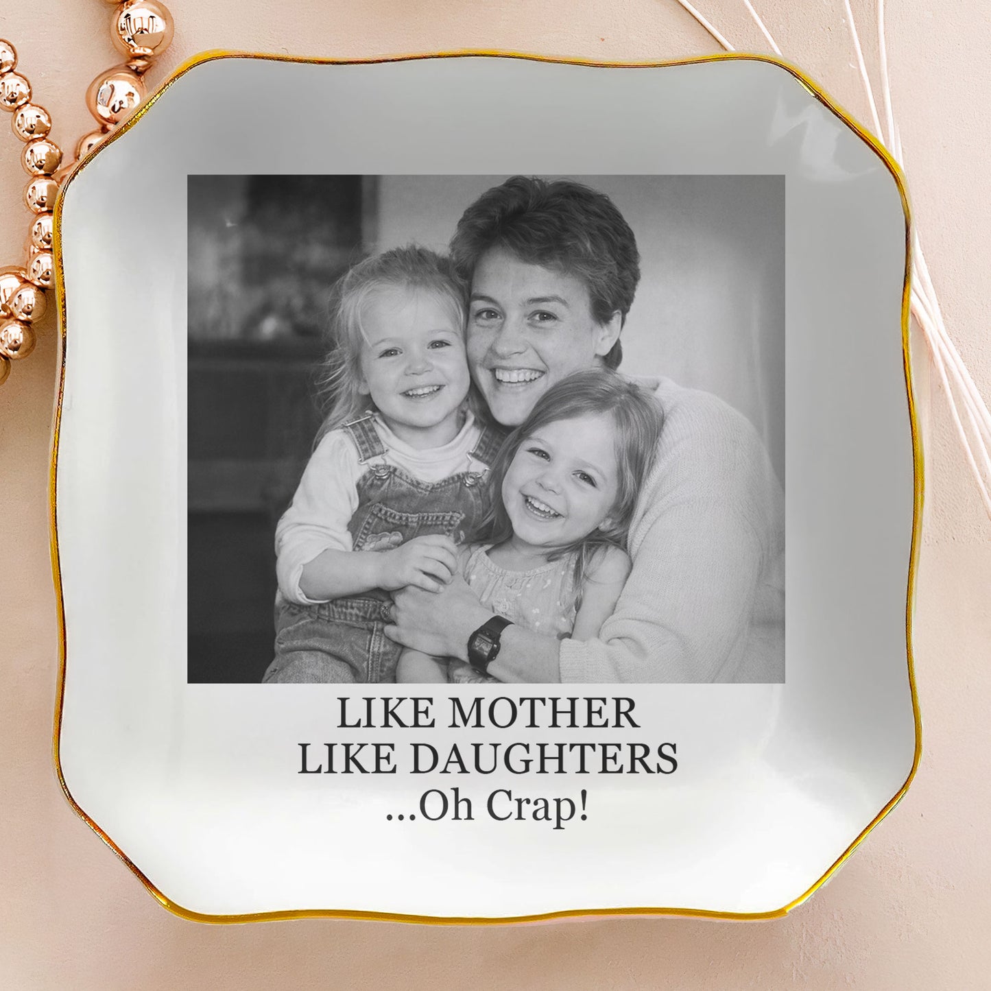 Custom Vintage Photo & Message - Mother's Day Gifts For Mom - Personalized Photo Jewelry Dish