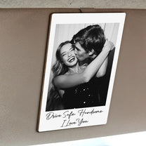 Custom Vintage Retro Couple Photo - Personalized Wooden Photo Car Visor Clip