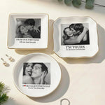 Custom Vintage Retro Couple Photo Trinket Tray For Wife, Girlfriend, Her - Personalized Photo Jewelry Dish