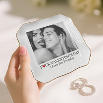 Custom Vintage Retro Couple Photo Trinket Tray For Wife, Girlfriend, Her - Personalized Photo Jewelry Dish