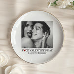 Custom Vintage Retro Couple Photo Trinket Tray For Wife, Girlfriend, Her - Personalized Photo Jewelry Dish