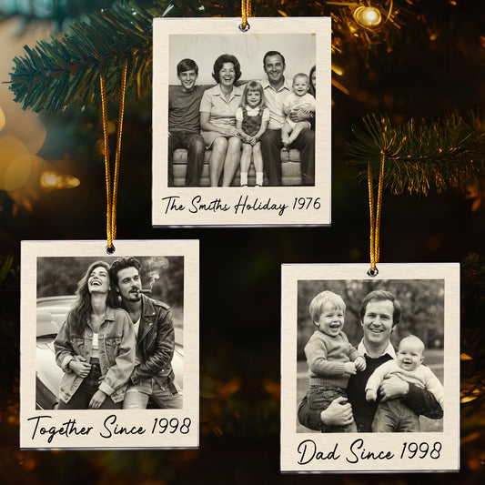 Custom Vintage Retro Polaroid Photo Christmas For Kids, Family, Siblings, Grandparents - Personalized Acrylic Ornament