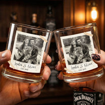 Custom Vintage Retro Polaroid Couples Photo Gifts For Him, Husband - Personalized Photo Whiskey Glass