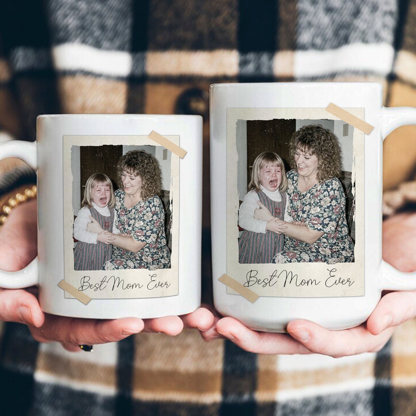 Custom Vintage Retro Polaroid Family Photo For Mom, Dad, Grandparents, Daughter, Son - Personalized Photo Mug