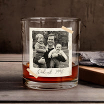 Custom Vintage Retro Polaroid Photo For Dad, Grandpa, Him, Husband - Personalized Photo Whiskey Glass