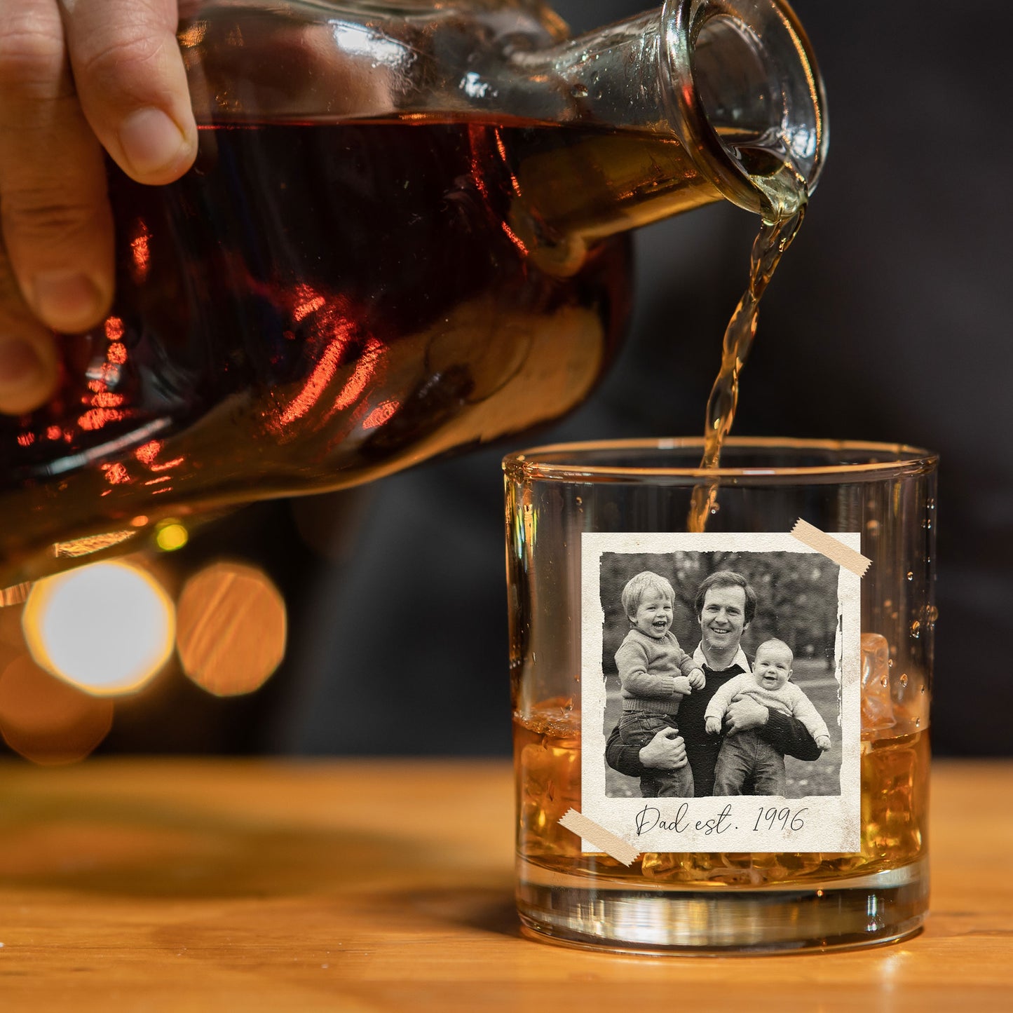 Custom Vintage Retro Polaroid Photo For Dad, Grandpa, Him, Husband - Personalized Photo Whiskey Glass
