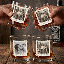 Custom Vintage Retro Polaroid Photo For Dad, Grandpa, Him, Husband - Personalized Photo Whiskey Glass
