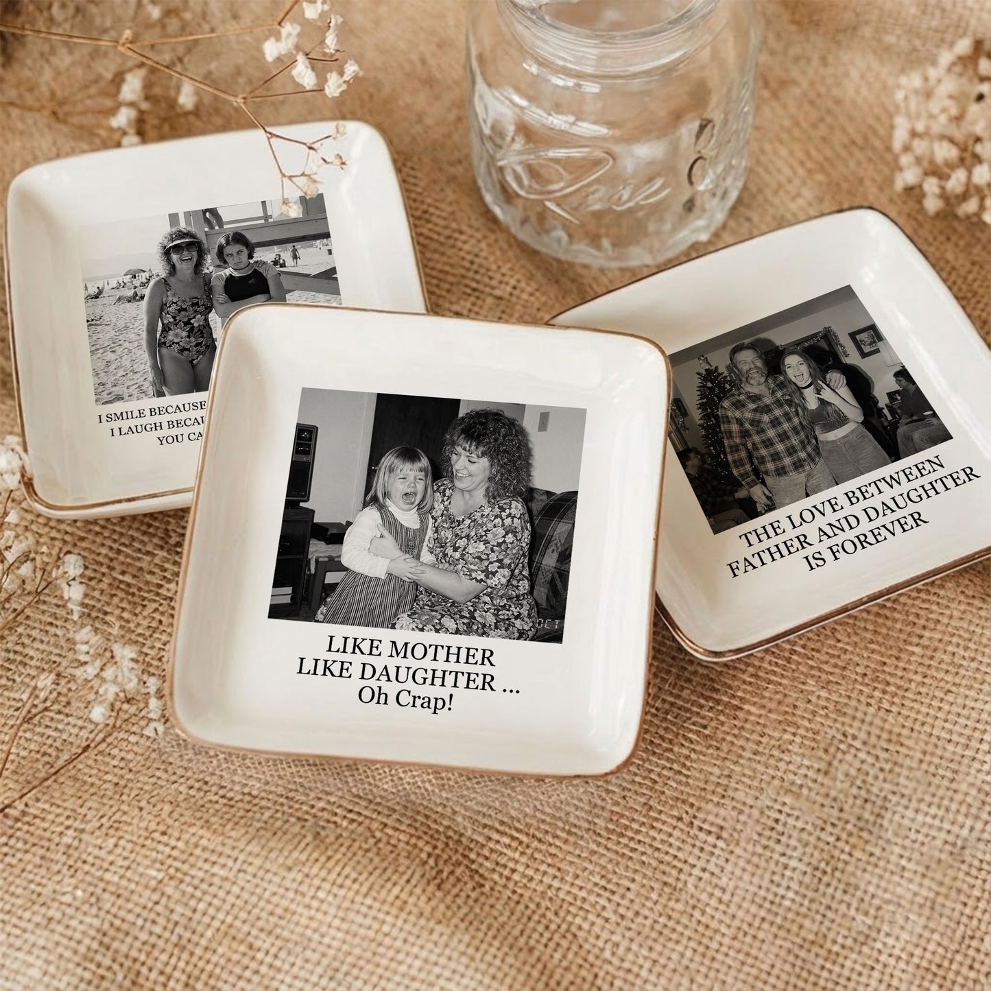 Custom Vintage Retro Polaroid Photo Trinket Tray For Daughter Gifts From Mom, Dad - Personalized Photo Jewelry Dish