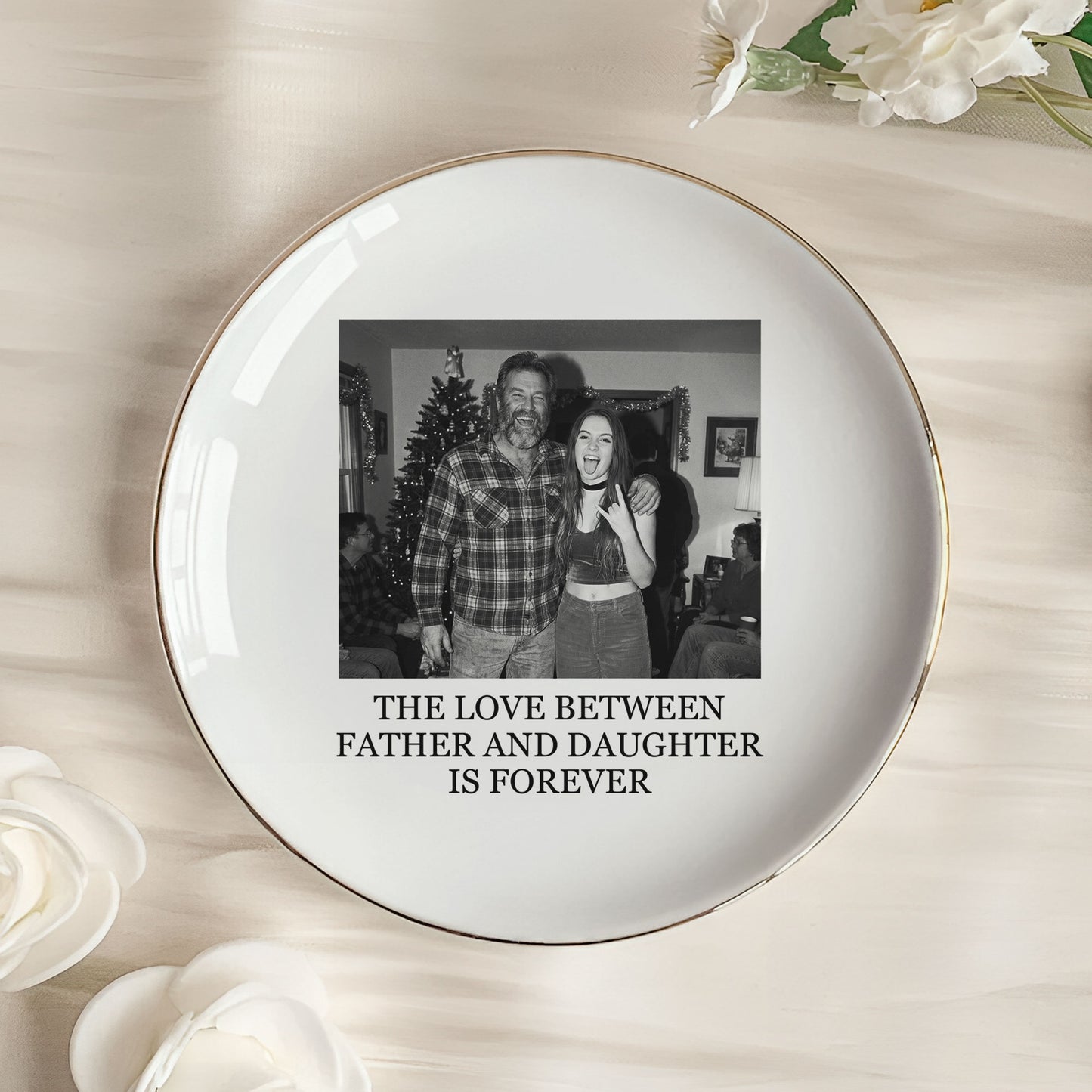 Custom Vintage Retro Polaroid Photo Trinket Tray For Daughter Gifts From Mom, Dad - Personalized Photo Jewelry Dish