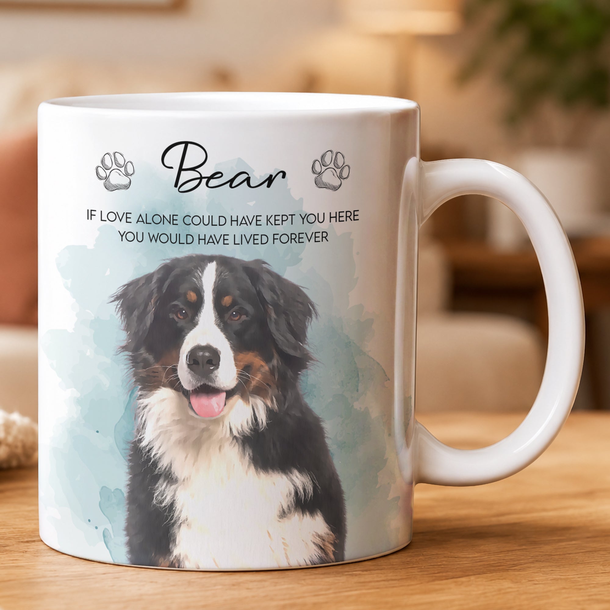 Custom Watercolor Pet Portrait Memorial Gift - Personalized Mug