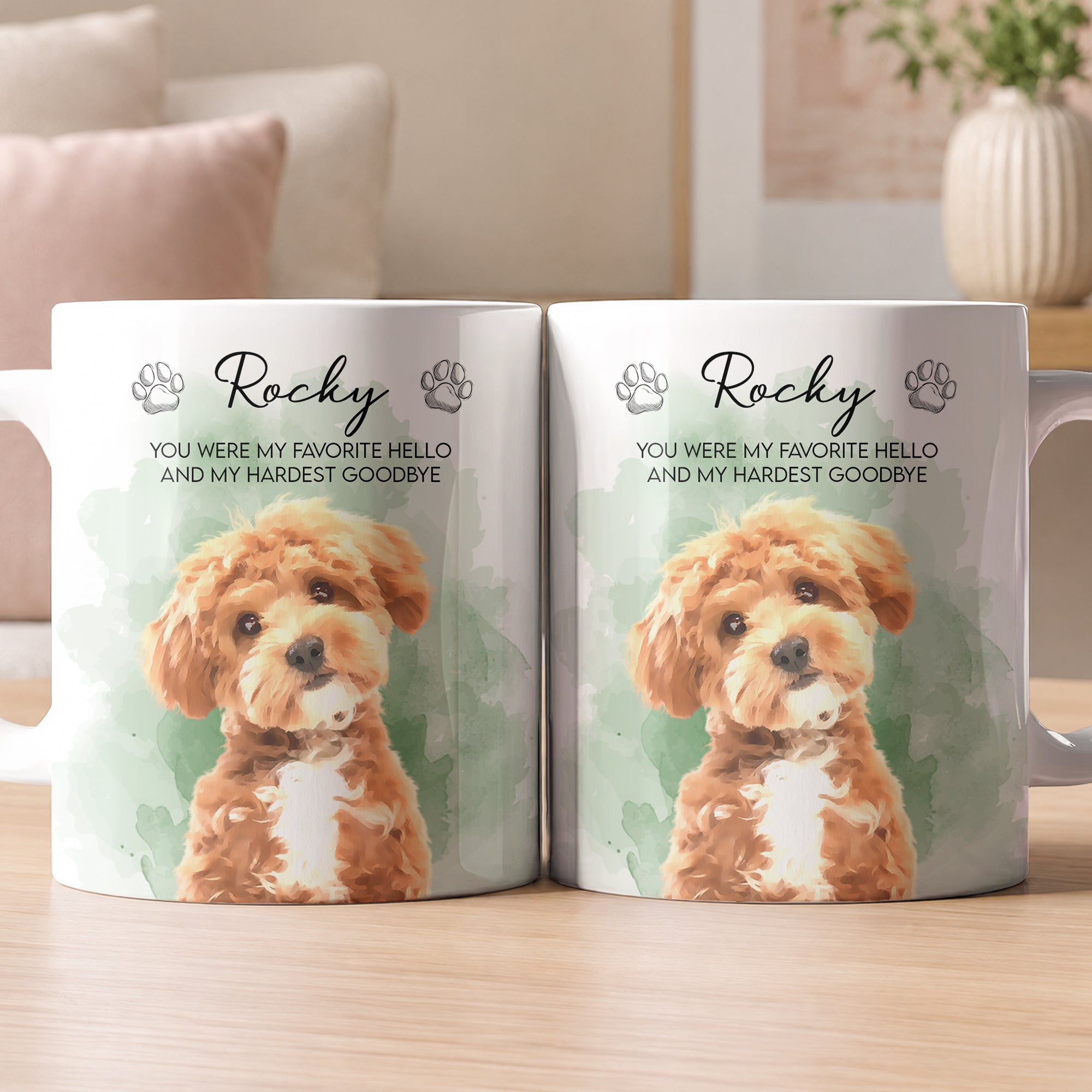 Custom Watercolor Pet Portrait Memorial Gift - Personalized Mug