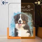Custom Watercolor Pet Portrait, Pet Memorial Table Light - Personalized Night Light