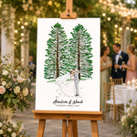 Custom Wedding Venue Guest Book Alternative Pine Tree Art, Couple Portrait Photo Wedding Sign - Personalized Poster