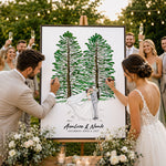Custom Wedding Venue Guest Book Alternative Pine Tree Art, Couple Portrait Photo Wedding Sign - Personalized Poster