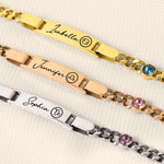 Custom Zodiac And Name - Personalized Stainless Steel Engraved Name Bracelet