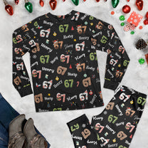 Custom '6 7' Six Seven Christmas Slang Meme For Kids & Adults - Personalized Pajama Set