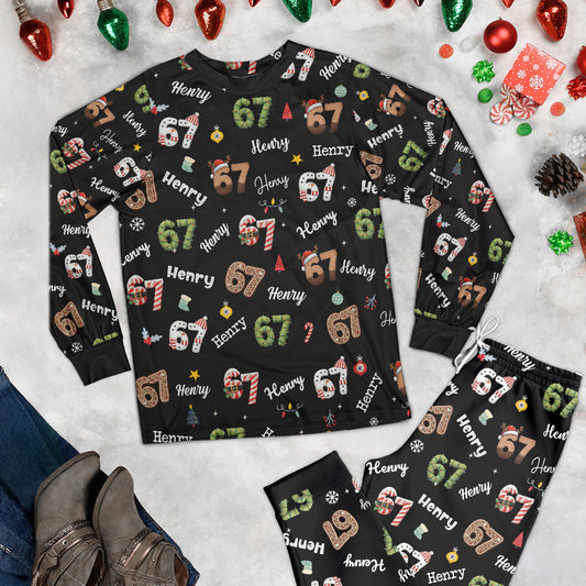 Custom '6 7' Six Seven Christmas Slang Meme For Kids & Adults - Personalized Pajama Set