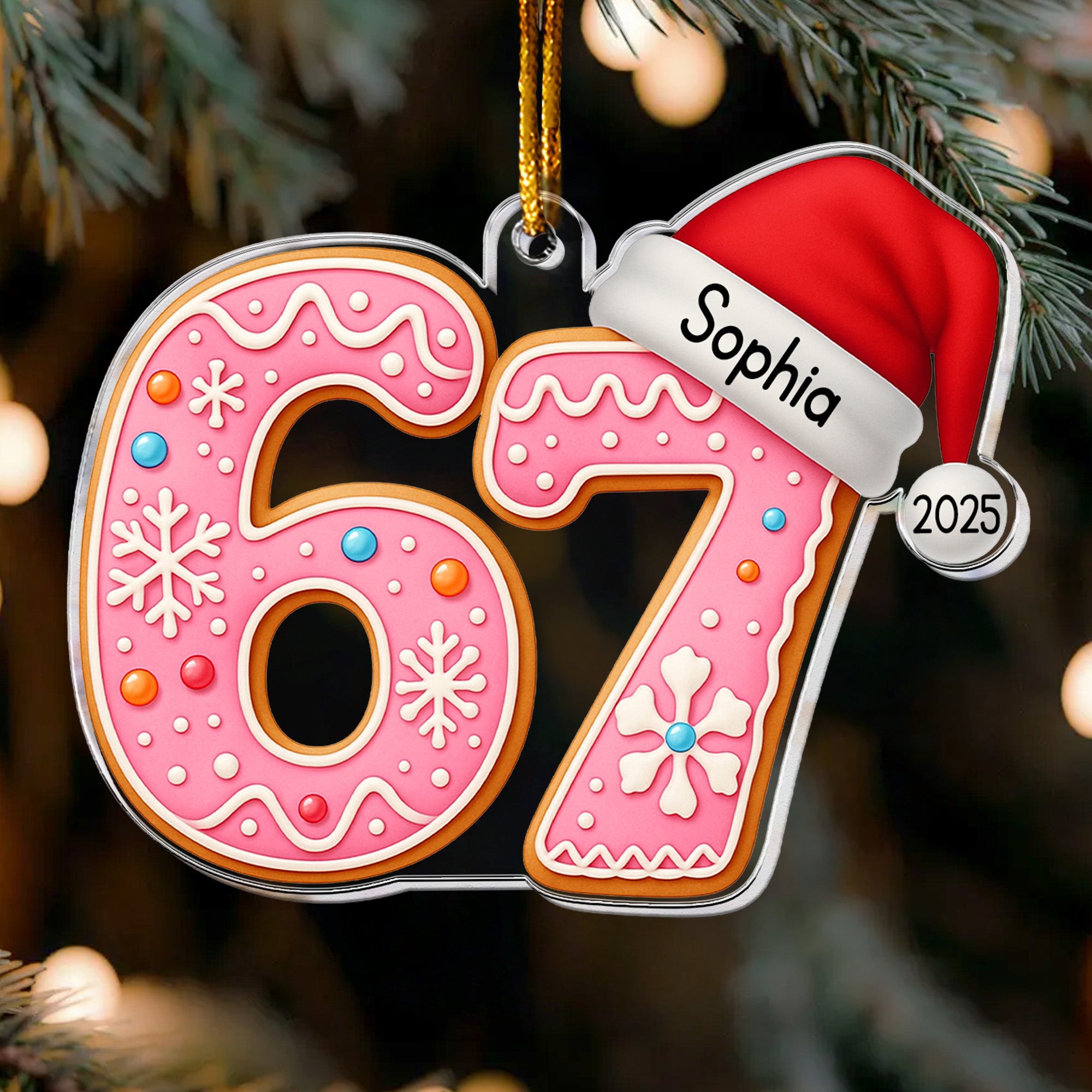 Custom '6 7' Six Seven Gen Z Gen Alpha Slang Meme For Kids Teenagers - Personalized Acrylic Ornament