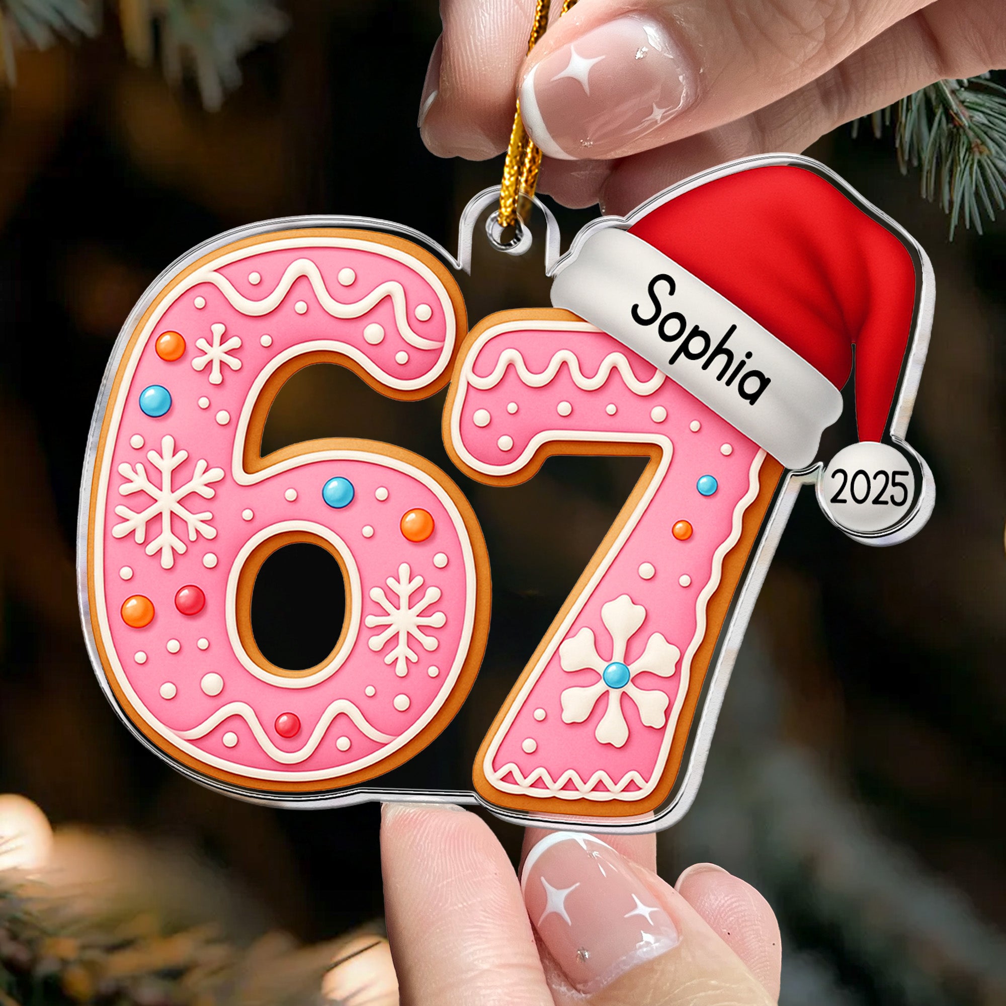 Custom '6 7' Six Seven Gen Z Gen Alpha Slang Meme For Kids Teenagers - Personalized Acrylic Ornament