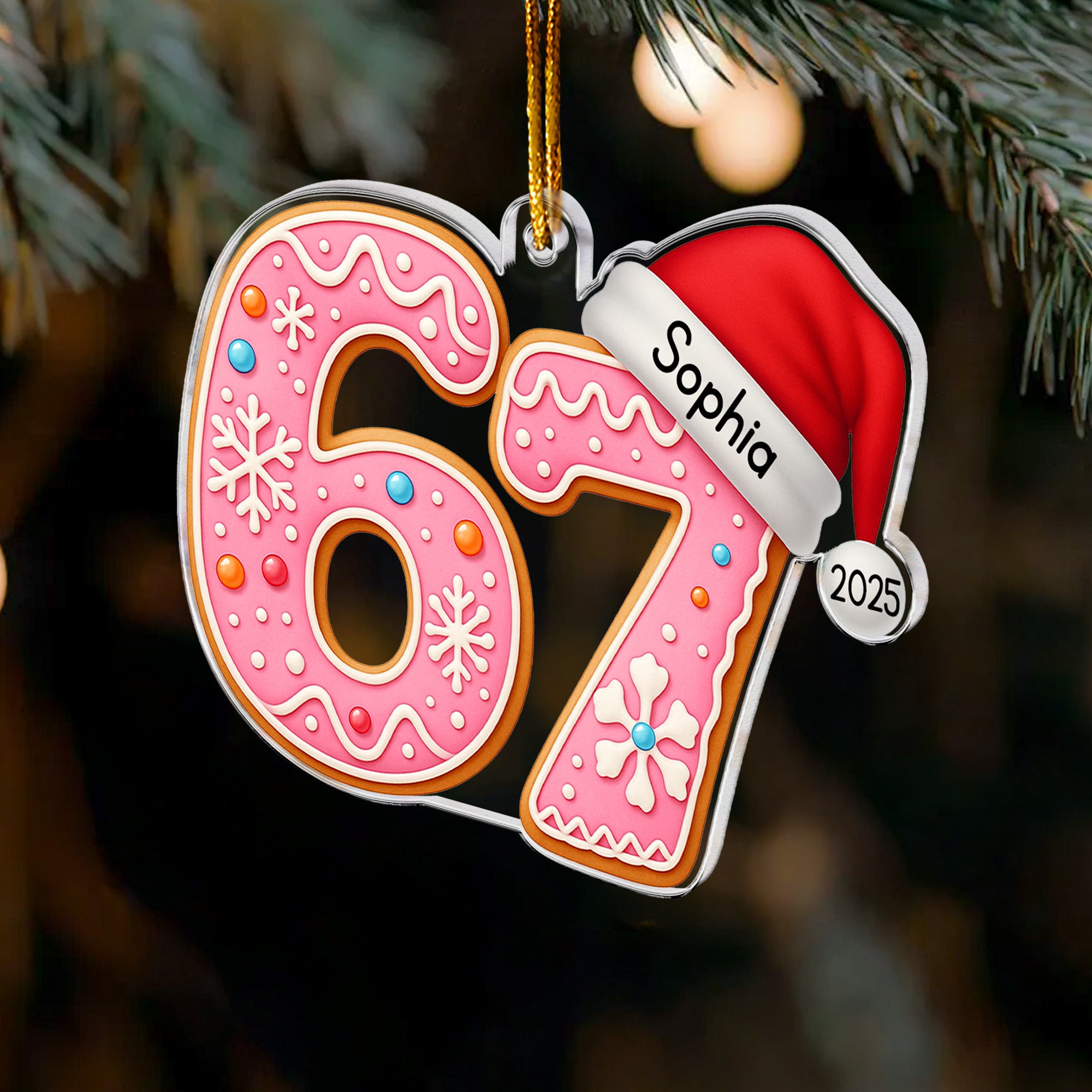 Custom '6 7' Six Seven Gen Z Gen Alpha Slang Meme For Kids Teenagers - Personalized Acrylic Ornament