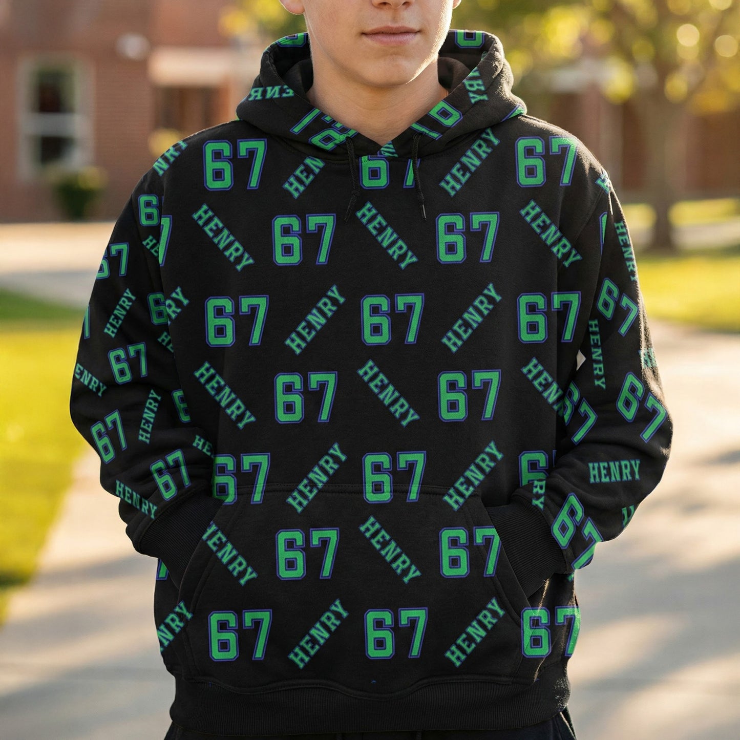 Custom '67' Slang Meme For Kids Teenagers & Adults - Personalized Hoodie