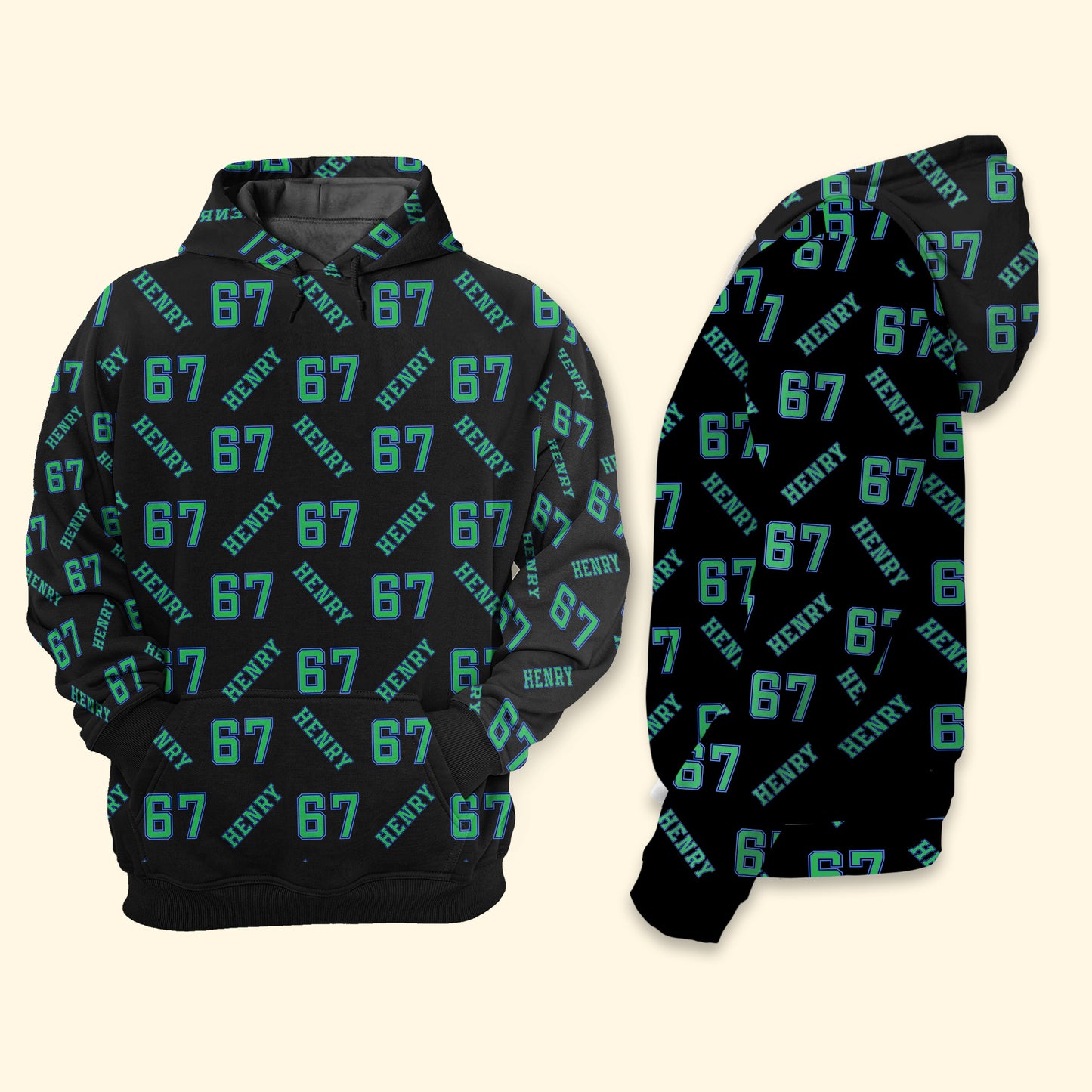 Custom '67' Slang Meme For Kids Teenagers & Adults - Personalized Hoodie