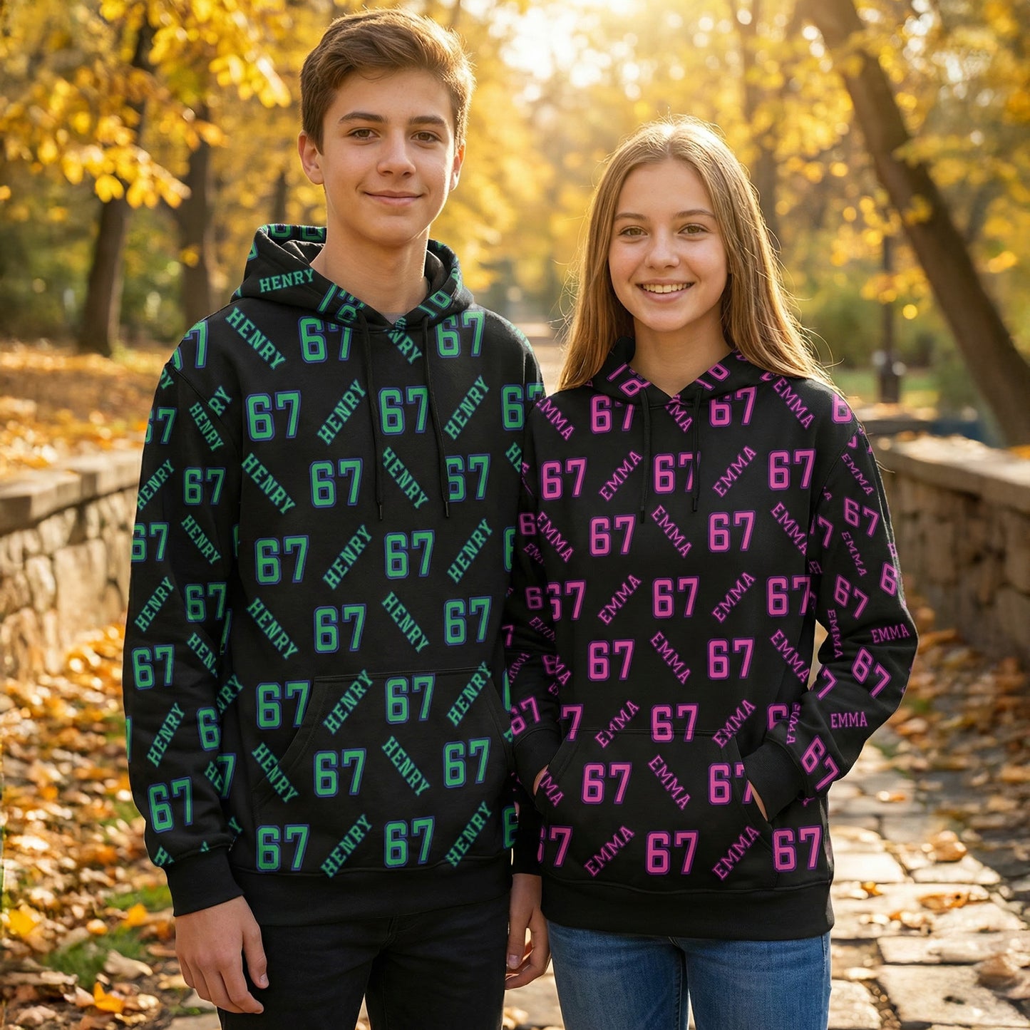 Custom '67' Slang Meme For Kids Teenagers & Adults - Personalized Hoodie