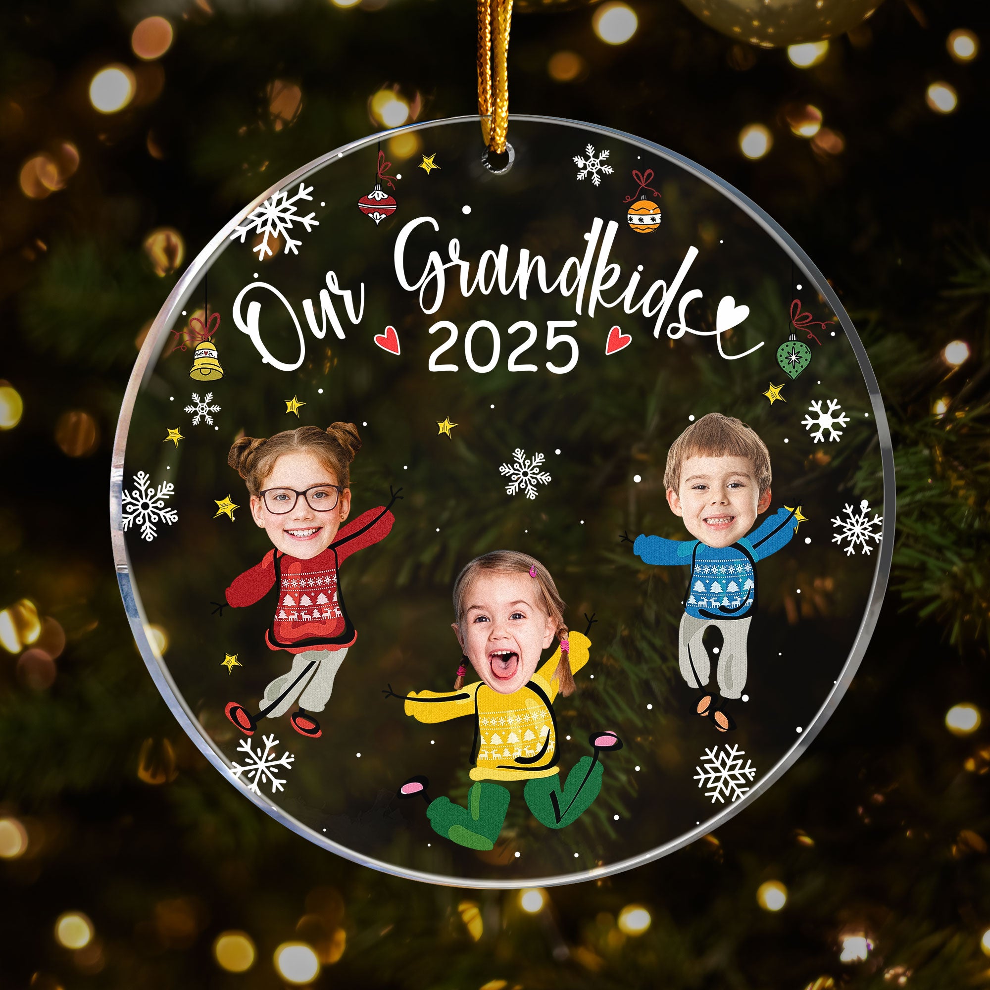 Custom Photo Grandkids 2025 - Personalized Acrylic Photo Ornament