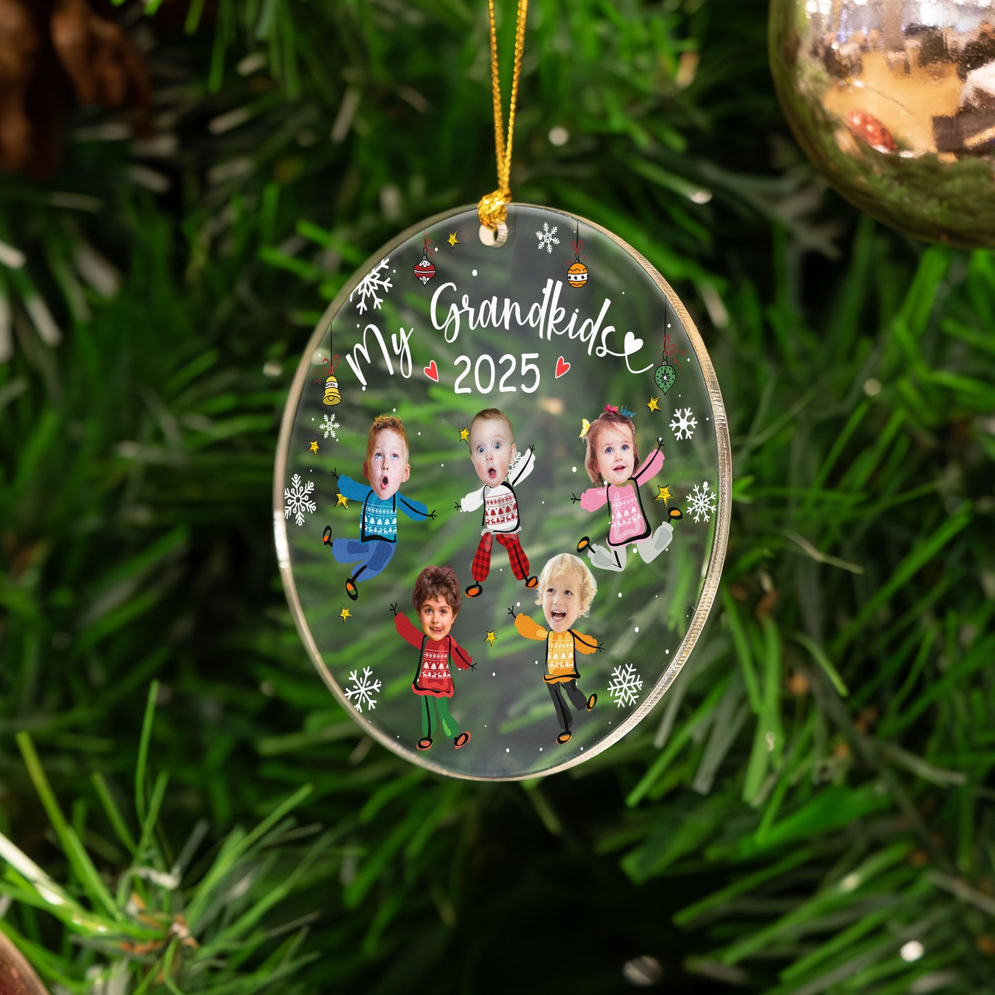 Custom Photo Grandkids 2025 - Personalized Acrylic Photo Ornament