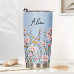 Custom Birth Flower & Name For Her, Gift For Friends, Coworkers, Daughters, Sisters - Personalized Tumbler