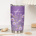 Custom Birth Flower & Name For Her, Gift For Friends, Coworkers, Daughters, Sisters - Personalized Tumbler