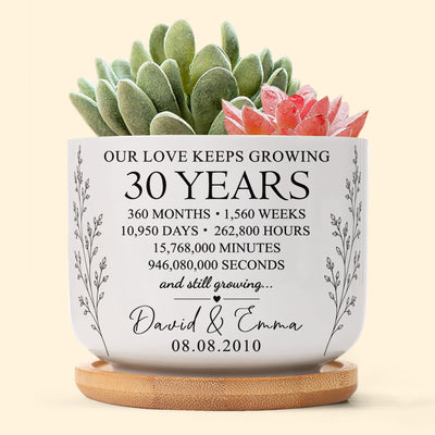 Custom Anniversary Counting Time Custom Year For Couples Him Her Parents - Personalized Plant Pot