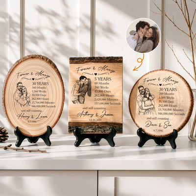 Custom Anniversary Counting Time, Custom Year For Couples, Him, Her, Parents - Personalized Wooden Plaque