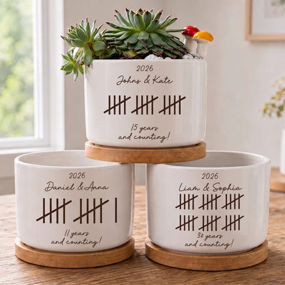 Custom Anniversary Couple Gifts For Girlfriend, Wife - Personalized Plant Pot